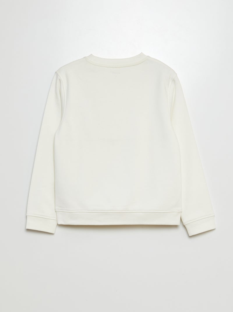 Sweatshirt com gola redonda estampada BRANCO - Kiabi
