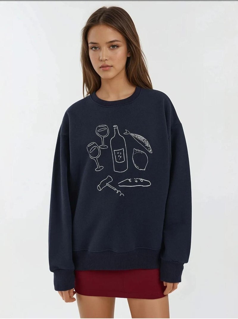Sweatshirt com gola redonda estampada hiccup Azul escuro - Kiabi