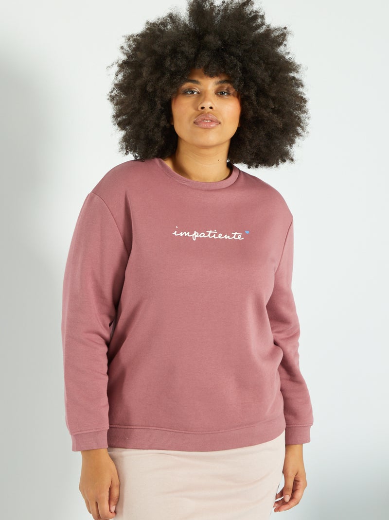 Sweatshirt com gola redonda estampada ROSA - Kiabi