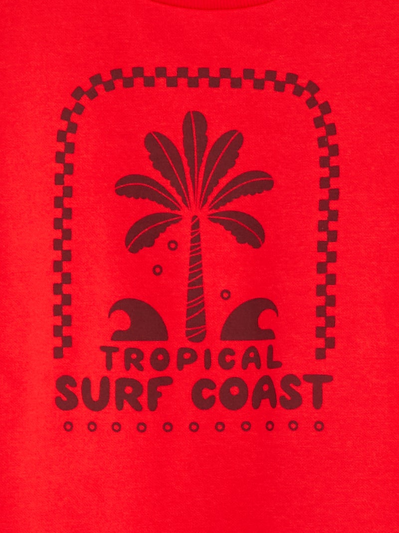 Sweatshirt com gola redonda estampada VERMELHO - Kiabi