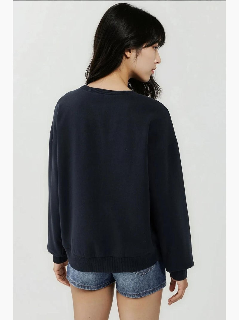 Sweatshirt com gola redonda estampado e corte descontraído hiccup Azul escuro - Kiabi