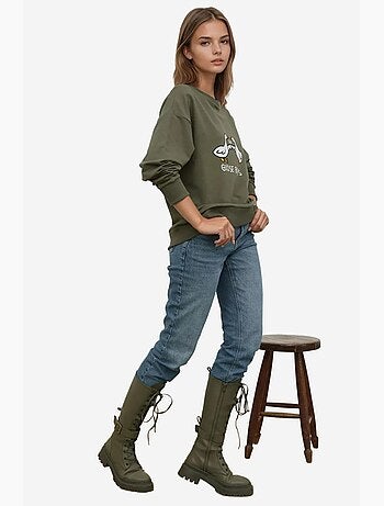Sweatshirt com gola redonda estampado e corte descontraído hiccup