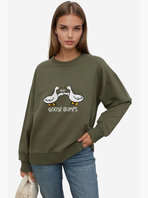 Sweatshirt com gola redonda estampado e corte descontraído hiccup - Kiabi Sweatshirt com gola redonda estampado e corte descontraído hiccup - Kiabi