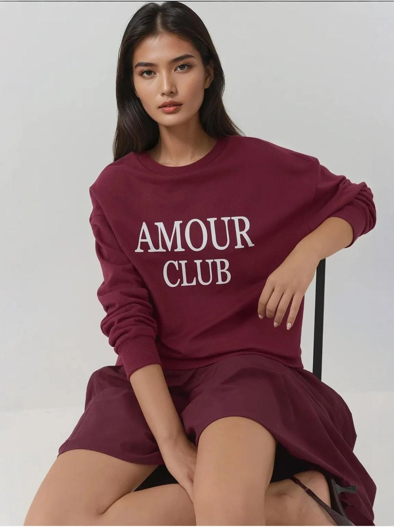Sweatshirt com gola redonda estampado e corte descontraído hiccup Vermelho escuro - Kiabi