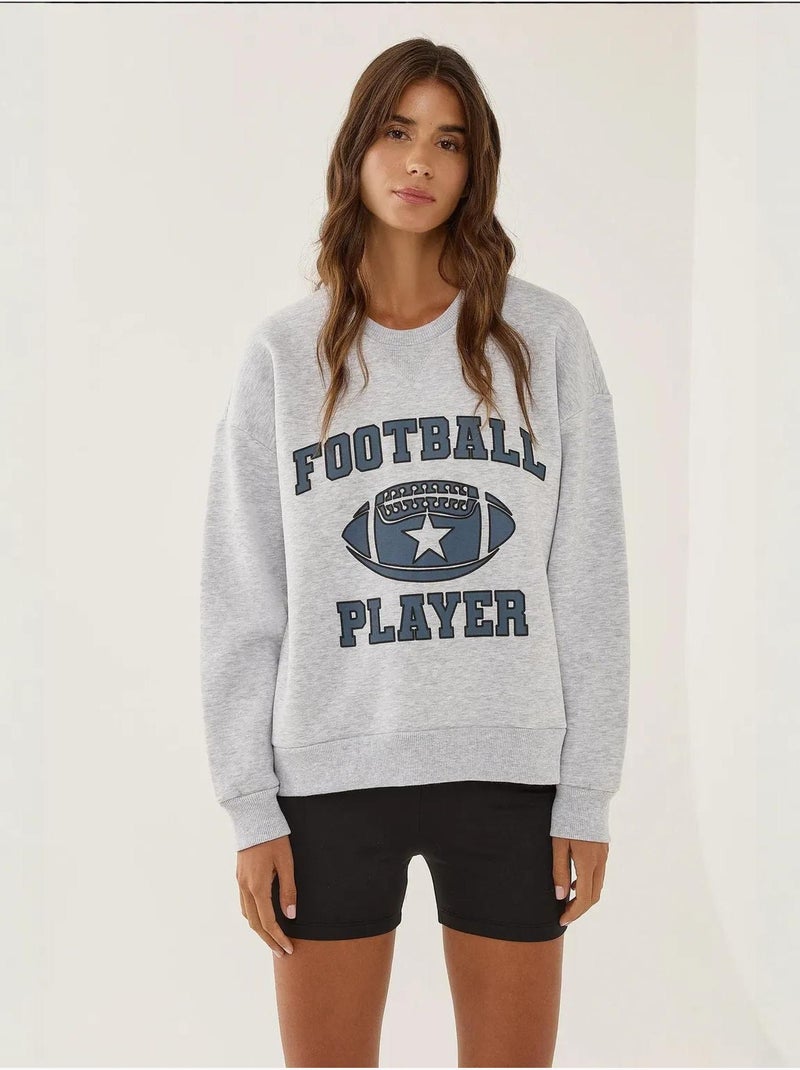 Sweatshirt com gola redonda estampado hiccup Cinza - Kiabi