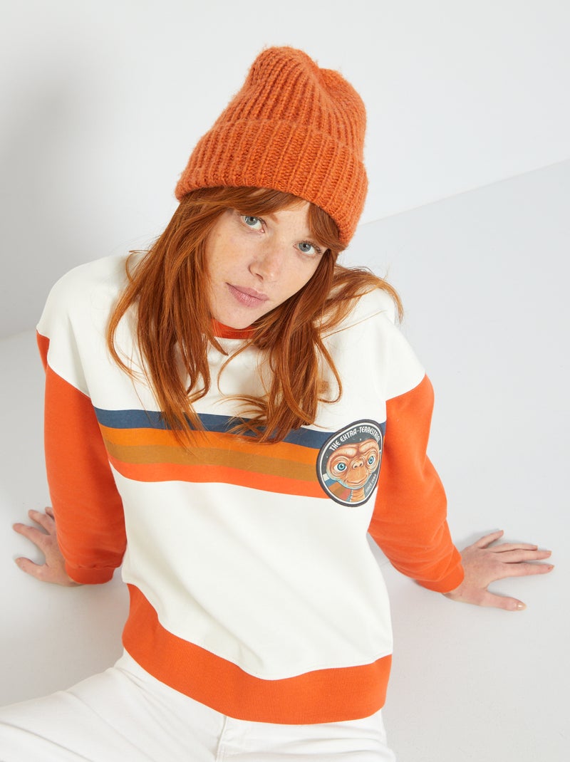 Sweatshirt com gola redonda 'E.T' BRANCO - Kiabi
