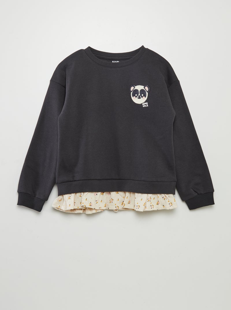 Sweatshirt com gola redonda fantasia PRETO - Kiabi