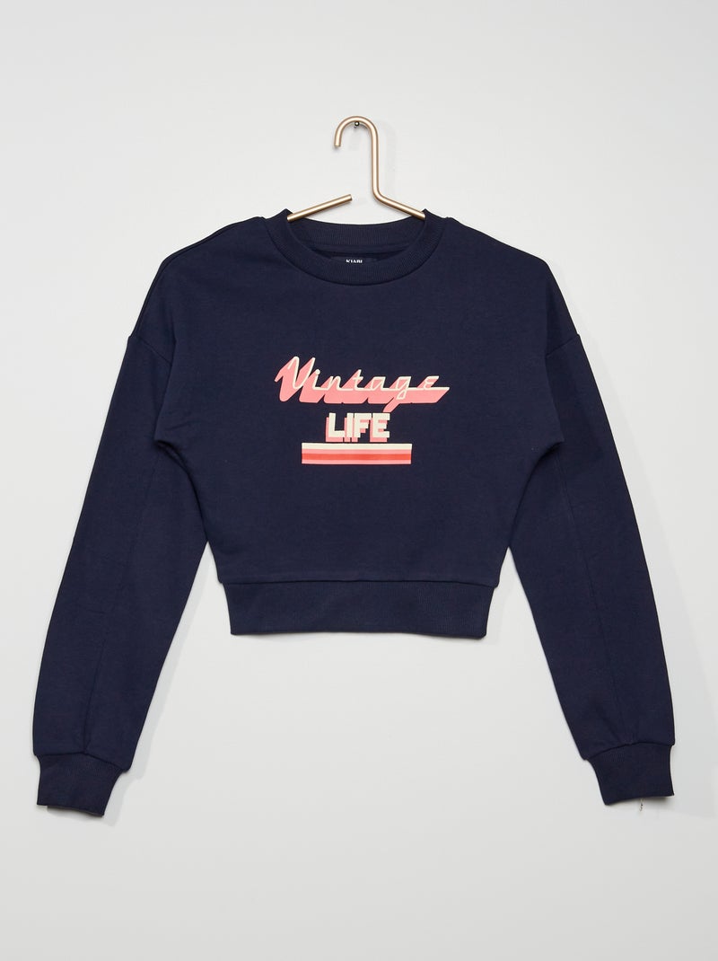Sweatshirt com gola redonda 'vintage' AZUL - Kiabi