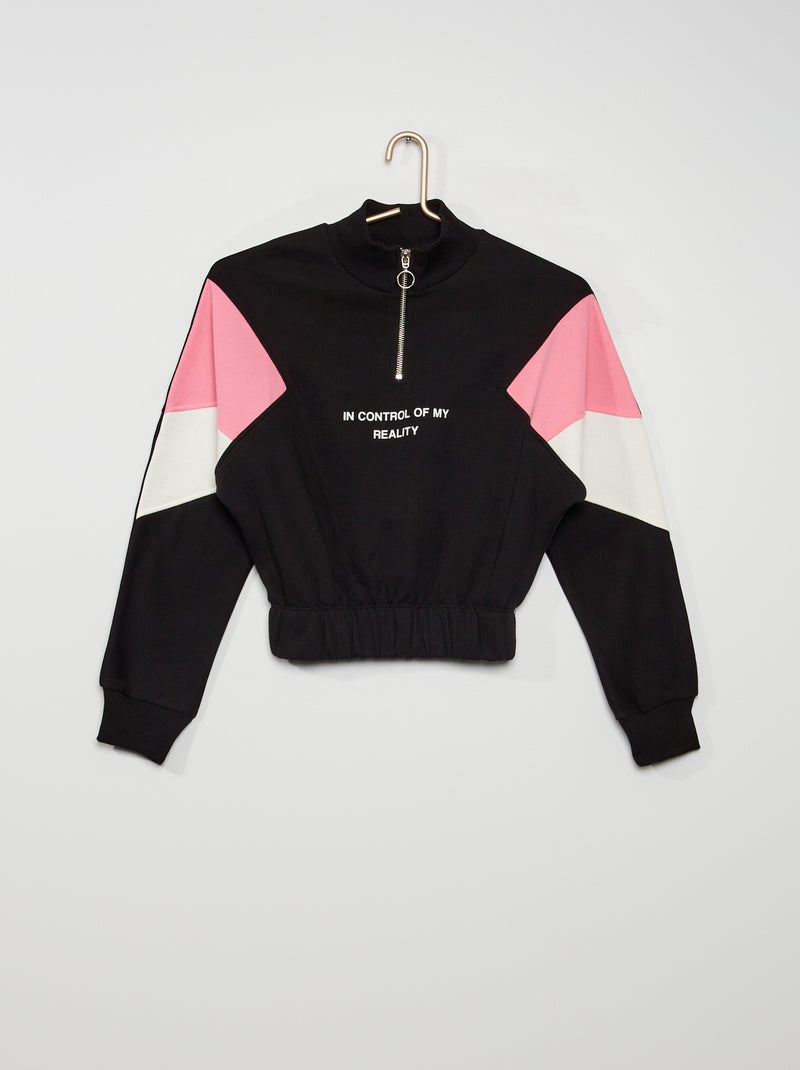 Sweatshirt com gola subida com fecho Preto - Kiabi