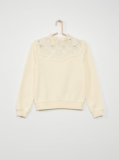 Sweatshirt com gola subida com folhos - Kiabi