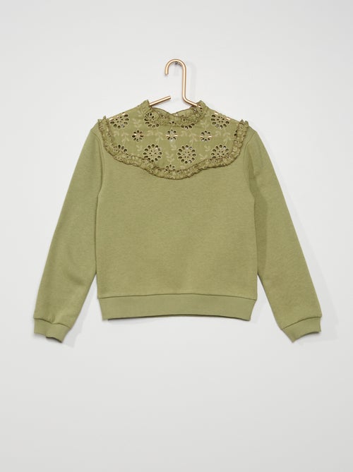 Sweatshirt com gola subida com folhos - Kiabi