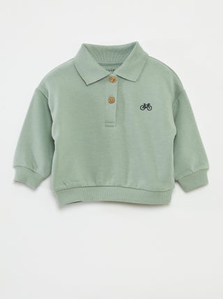 Sweatshirt com gola tipo polo