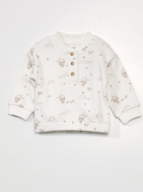 Sweatshirt com gola tunisina e estampado - Kiabi
