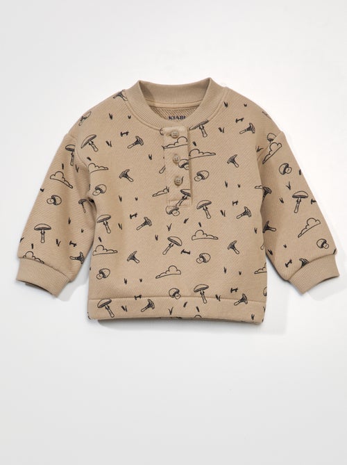 Sweatshirt com gola tunisina e estampado - Kiabi