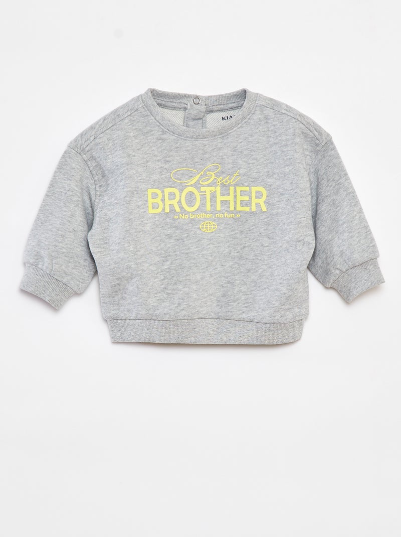 Sweatshirt com impressão 'Brother' CINZA - Kiabi