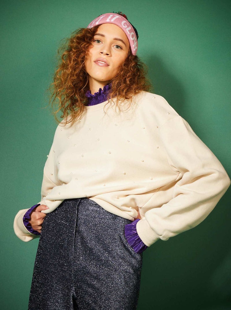 Sweatshirt com joias pérolas BEGE - Kiabi