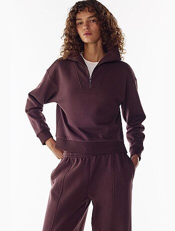 Sweatshirt com meio fecho e interior cardado penti