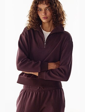 Sweatshirt com meio fecho e interior cardado penti