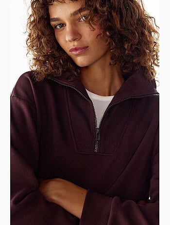 Sweatshirt com meio fecho e interior cardado penti