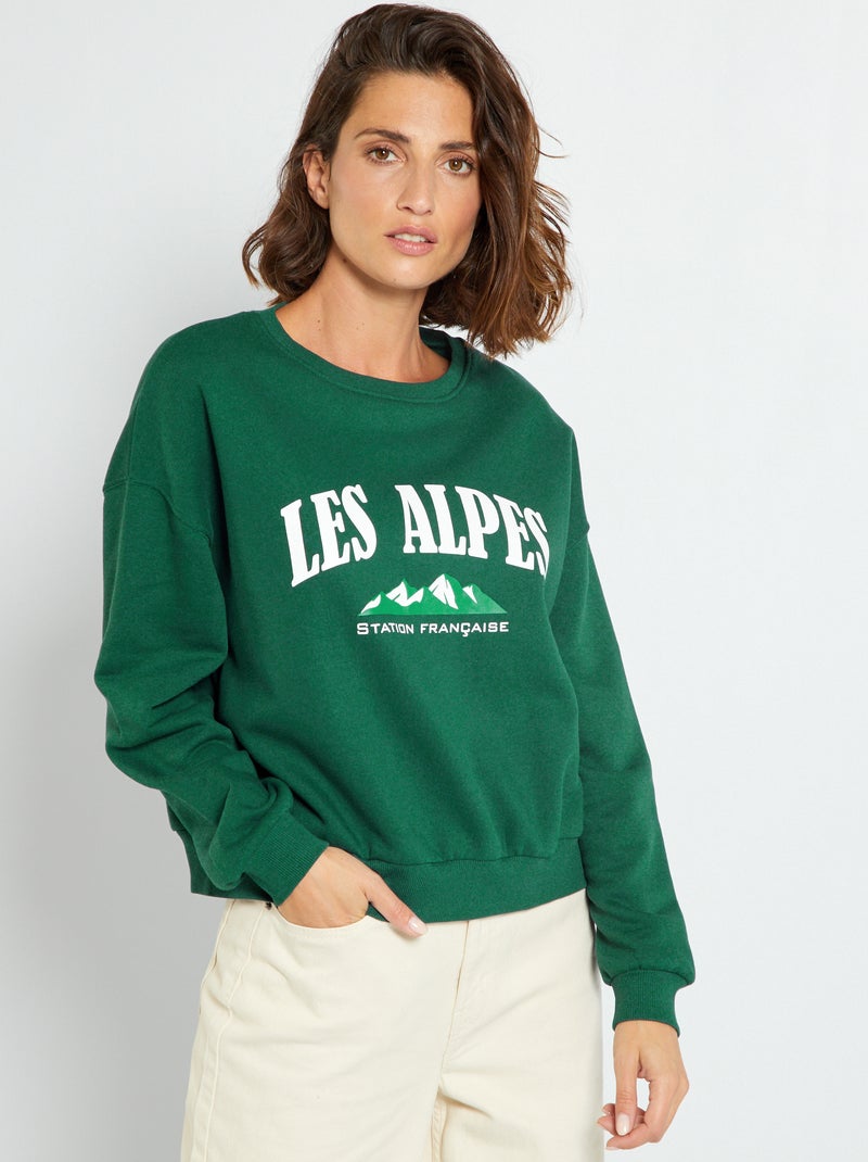 Sweatshirt com mensagem 'Vallouise' VERDE - Kiabi