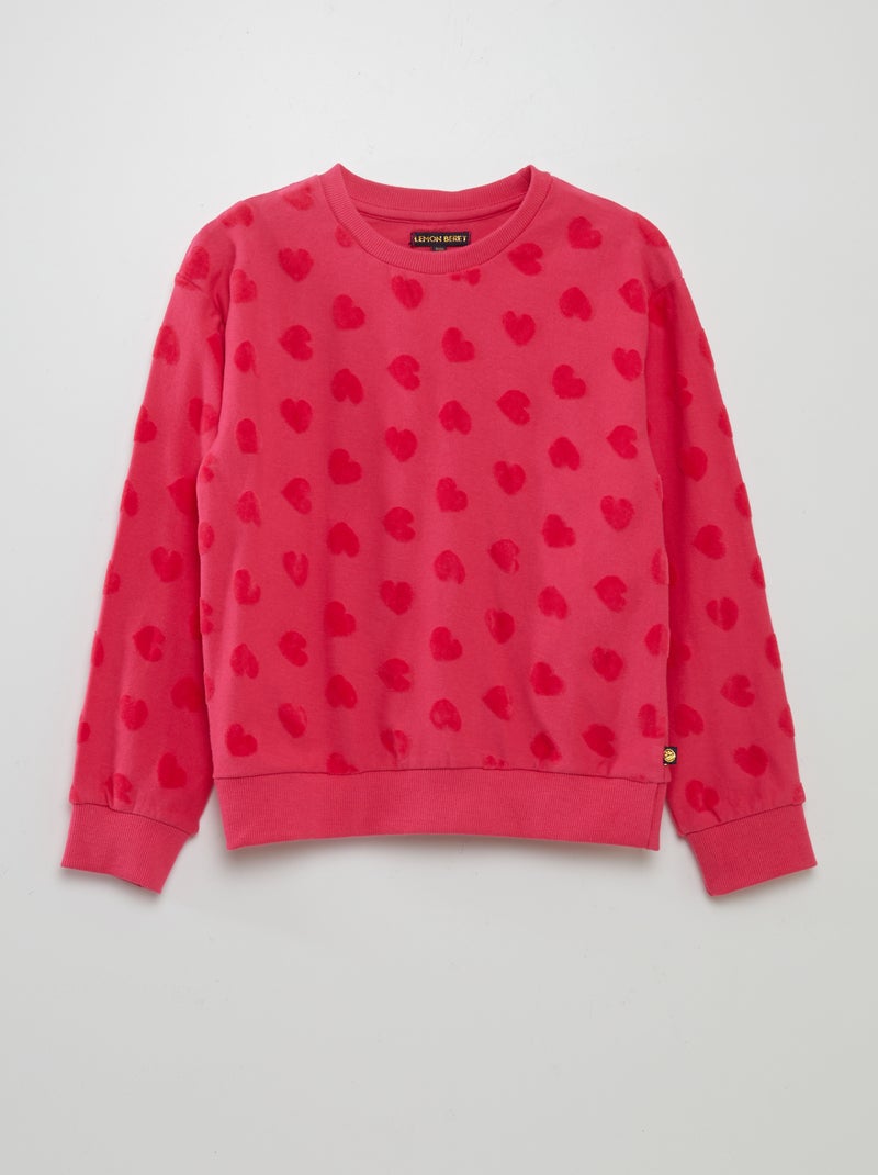 Sweatshirt com motivos corações de veludo ROSA - Kiabi