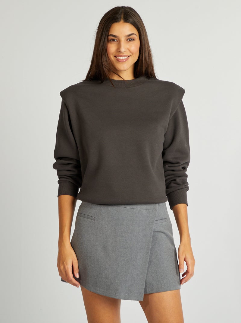 Sweatshirt com ombreiras CINZA - Kiabi