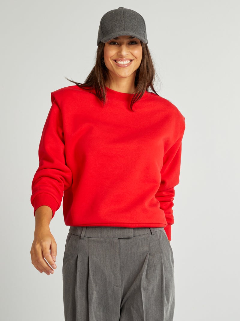 Sweatshirt com ombreiras Vermelho - Kiabi