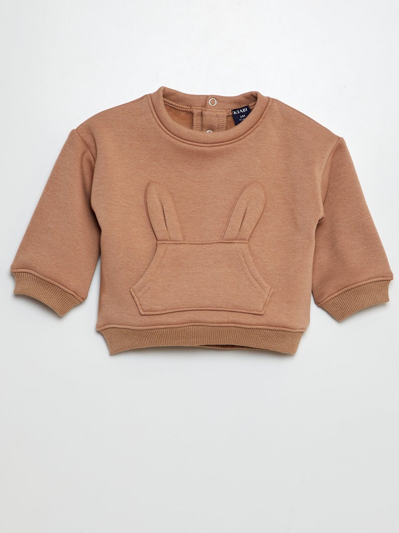 Sweatshirt com orelhas de coelho CASTANHO - Kiabi