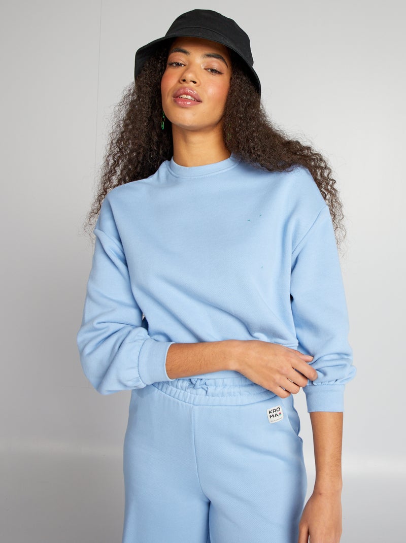 Sweatshirt com pormenor na gola AZUL - Kiabi