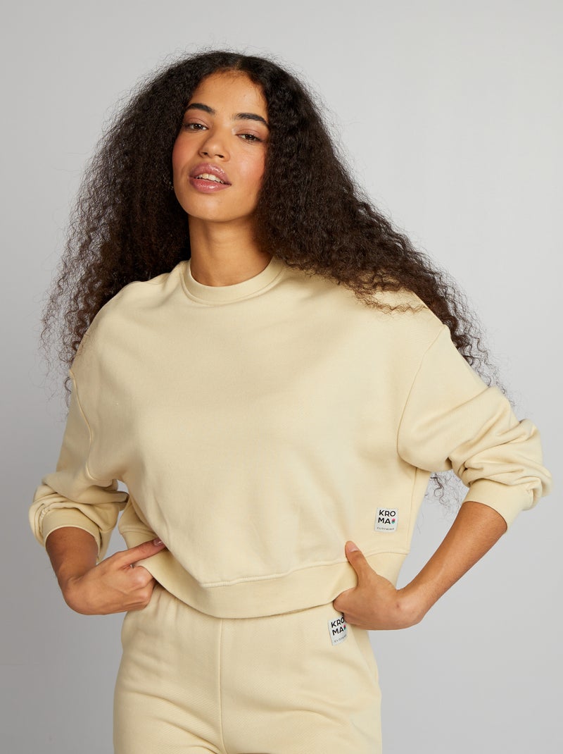 Sweatshirt com pormenor na gola BEGE - Kiabi