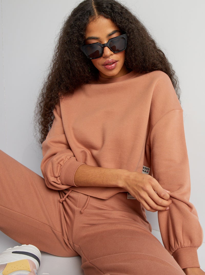 Sweatshirt com pormenor na gola CASTANHO - Kiabi