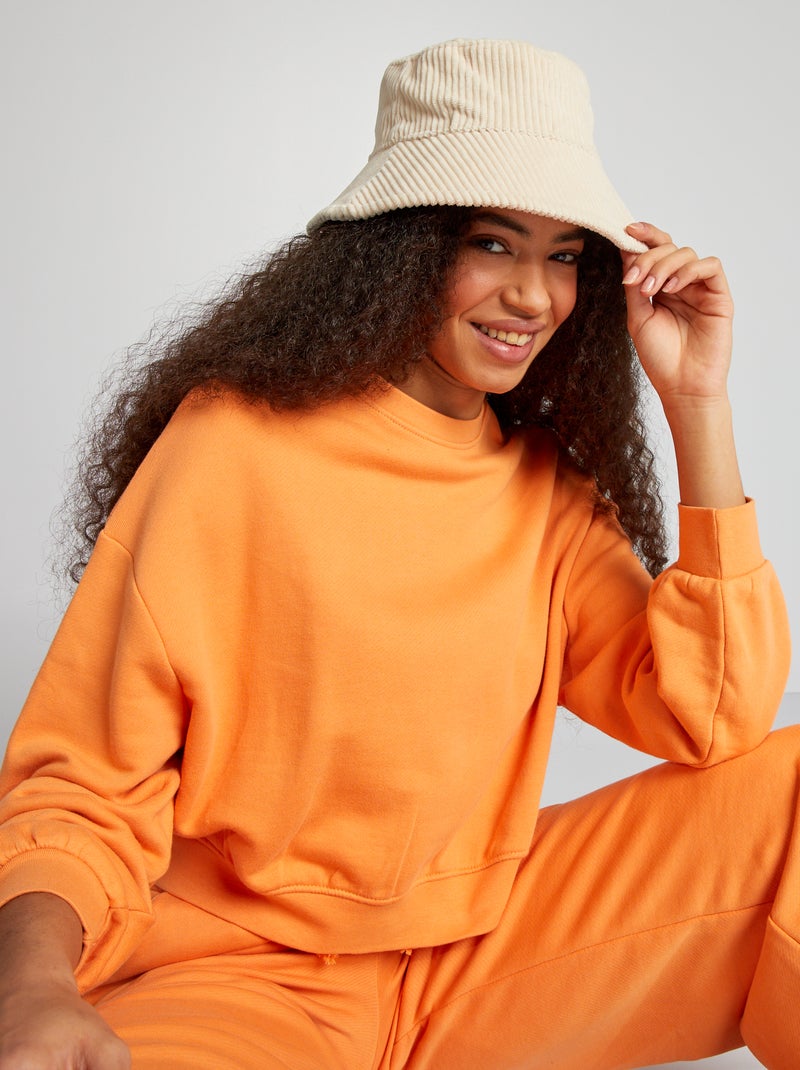 Sweatshirt com pormenor na gola LARANJA - Kiabi