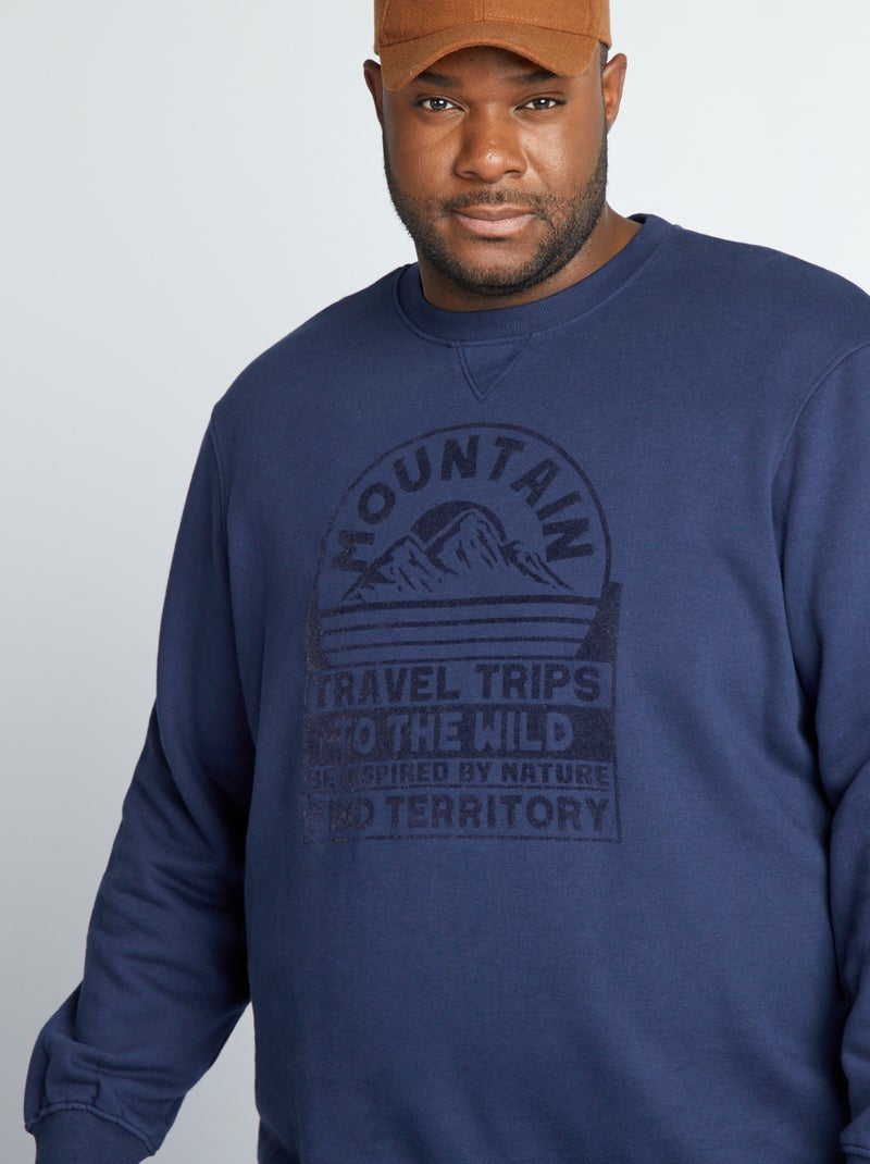 Sweatshirt com um estampado de feltro AZUL - Kiabi