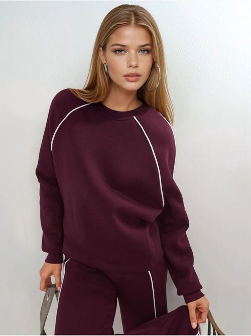 Sweatshirt com vivo contrastante e manga comprida busem - Kiabi Sweatshirt com vivo contrastante e manga comprida busem - Kiabi