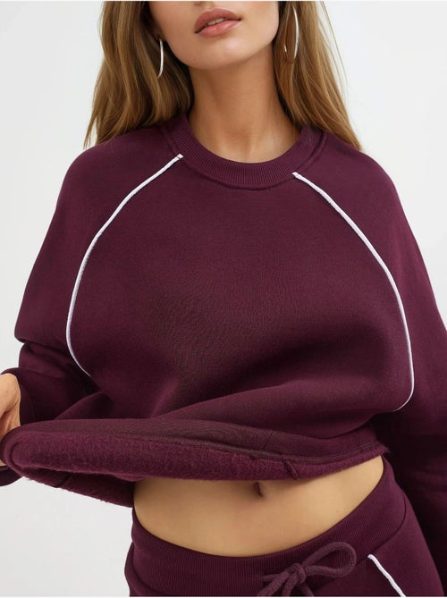 Sweatshirt com vivo contrastante e manga comprida busem - Kiabi Sweatshirt com vivo contrastante e manga comprida busem - Kiabi
