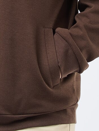 Sweatshirt com zíper e gola alta lisa em algodão