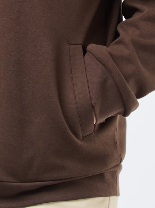 Sweatshirt com zíper e gola alta lisa em algodão - Kiabi