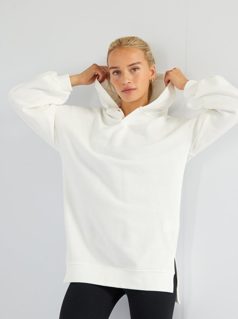 Sweatshirt comprida com capuz BRANCO - Kiabi
