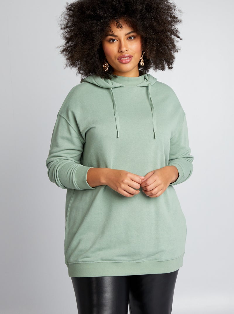 Sweatshirt comprida com capuz VERDE - Kiabi