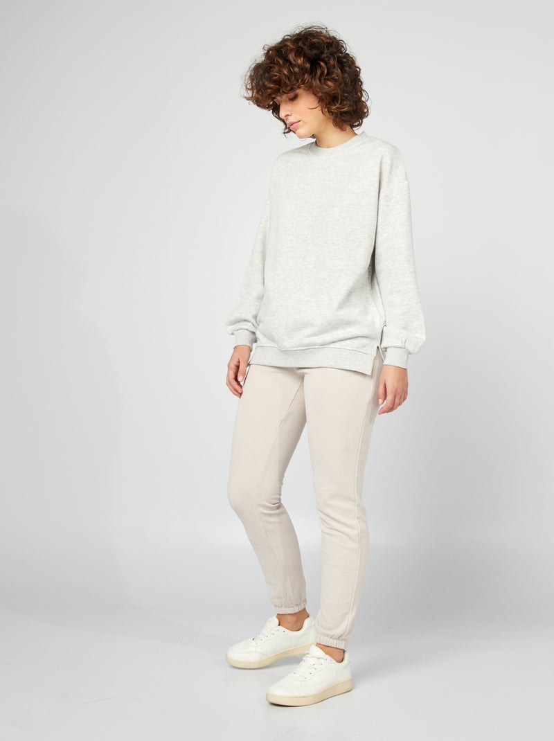 Sweatshirt comprida em moletão leve CINZA - Kiabi