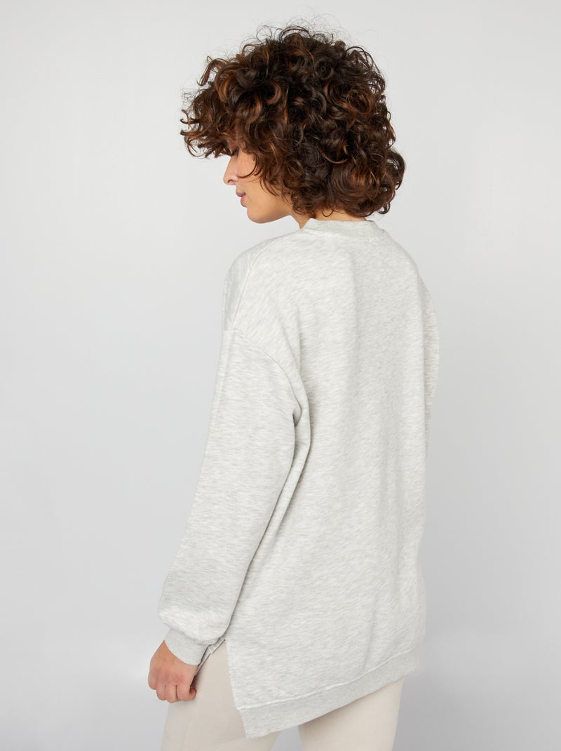Sweatshirt comprida em moletão leve CINZA - Kiabi