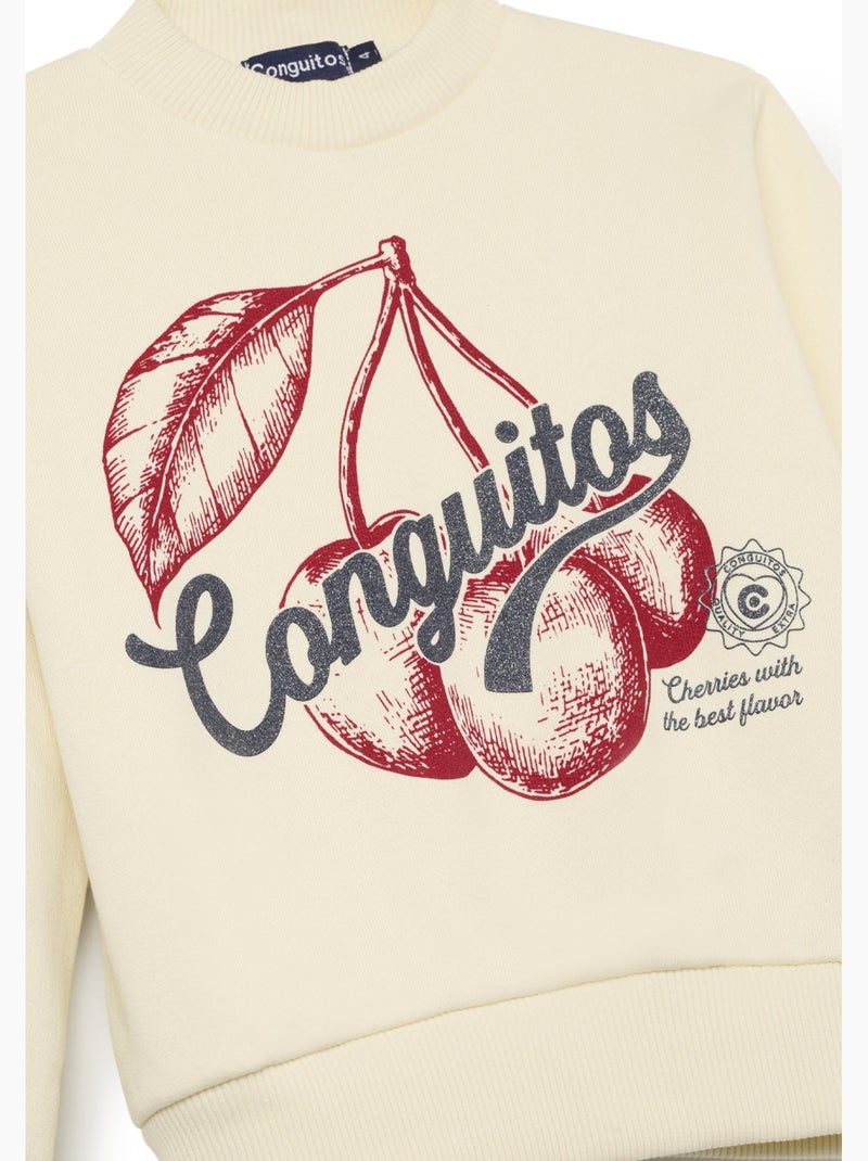 Sweatshirt conguitos logo cherry Bege - Kiabi