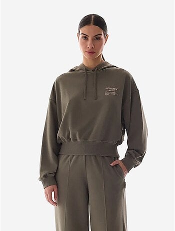 Sweatshirt crop com capuz e manga comprida penti
