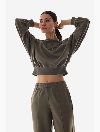 Sweatshirt crop com capuz e manga comprida penti