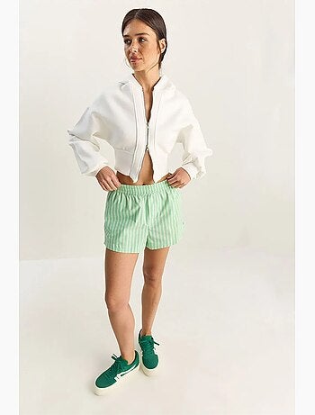 Sweatshirt crop em malha canelada com capuz, slim fit lucci