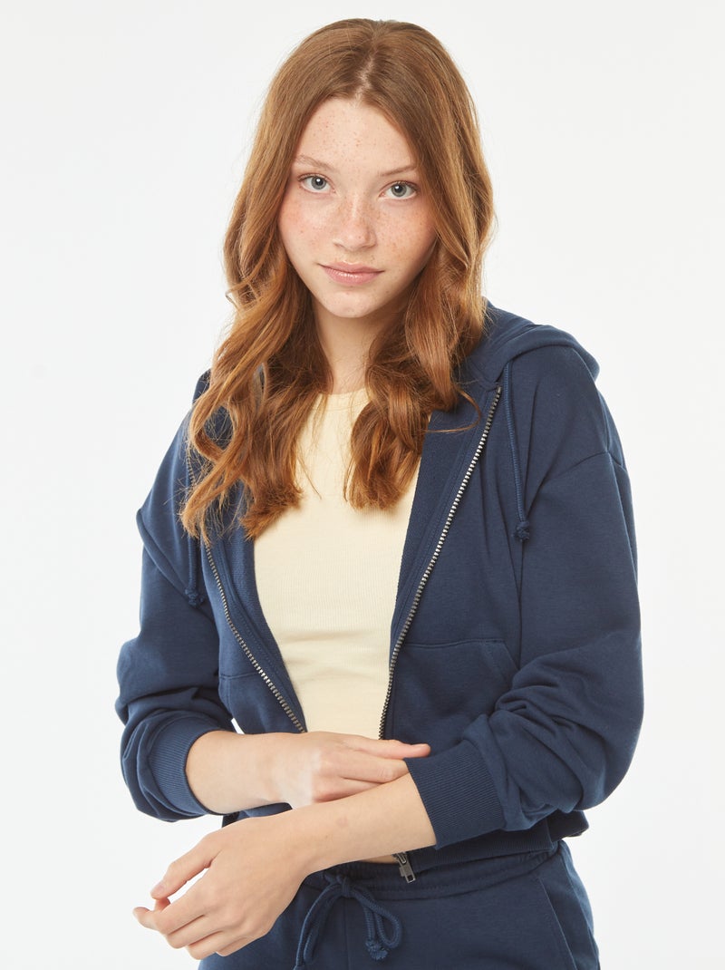 Sweatshirt cropped com capuz Azul - Kiabi