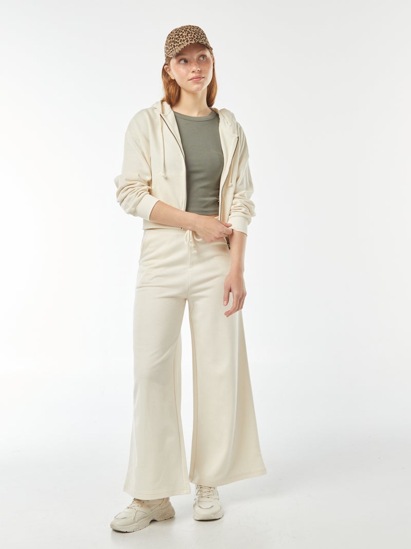 Sweatshirt cropped com capuz Bege - Kiabi