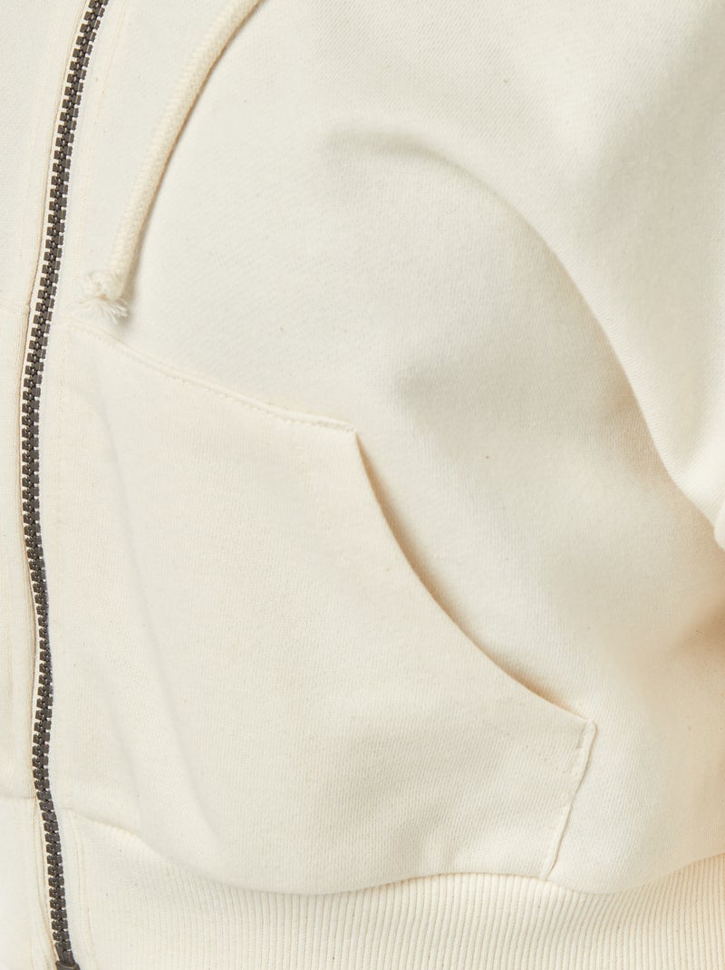 Sweatshirt cropped com capuz Bege - Kiabi