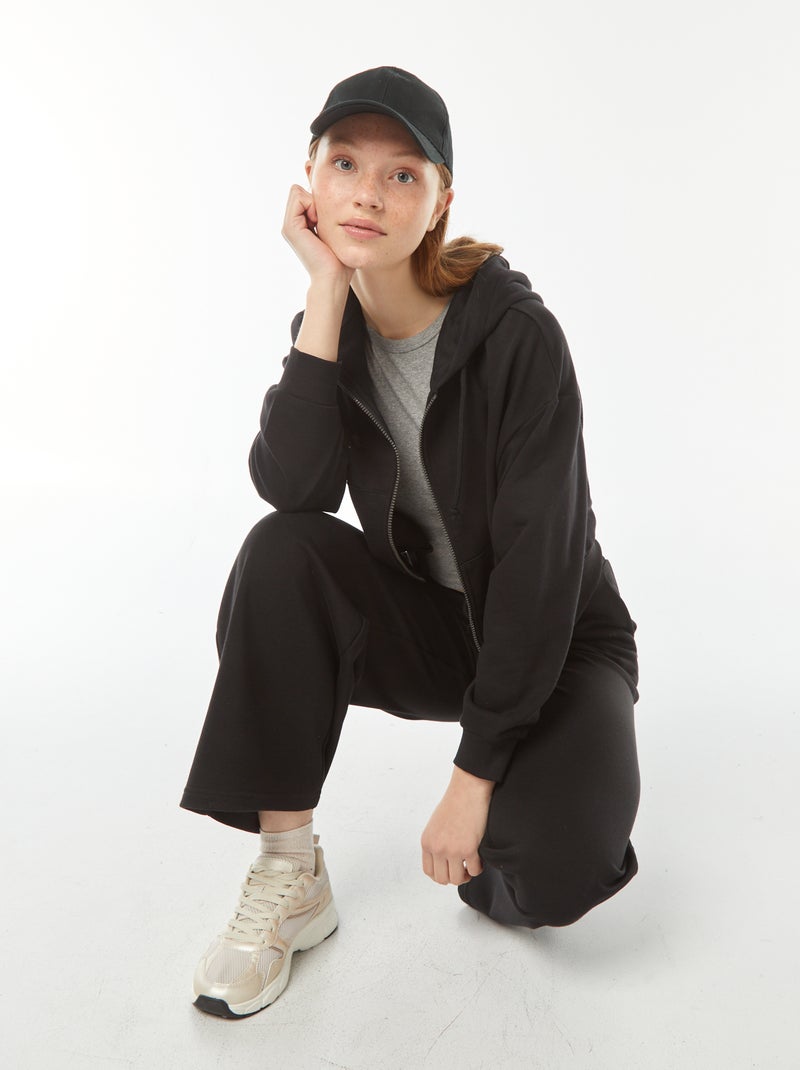 Sweatshirt cropped com capuz Preto - Kiabi