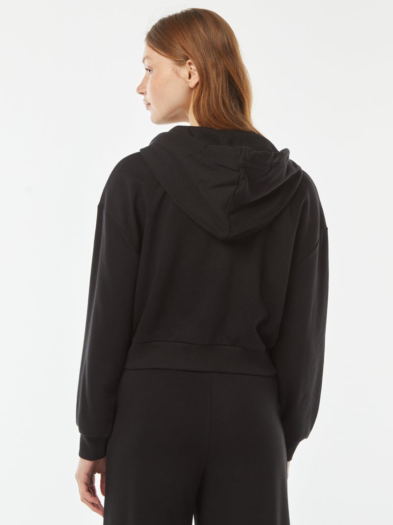 Sweatshirt cropped com capuz Preto - Kiabi